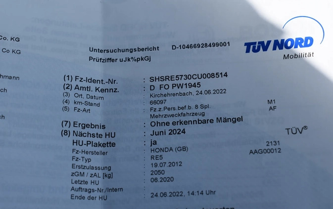 Honda CR-V cena 56950 przebieg: 67000, rok produkcji 2012 z Łask małe 781